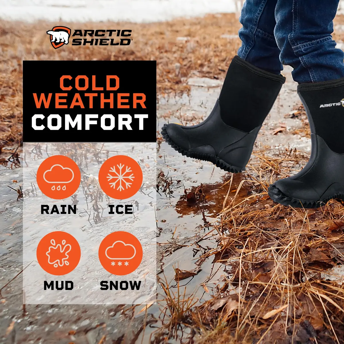 ArcticShield Kids Rain Boots Waterproof & Insulated | Unisex Rubber Boots for Puddles & Outdoors - view 5
