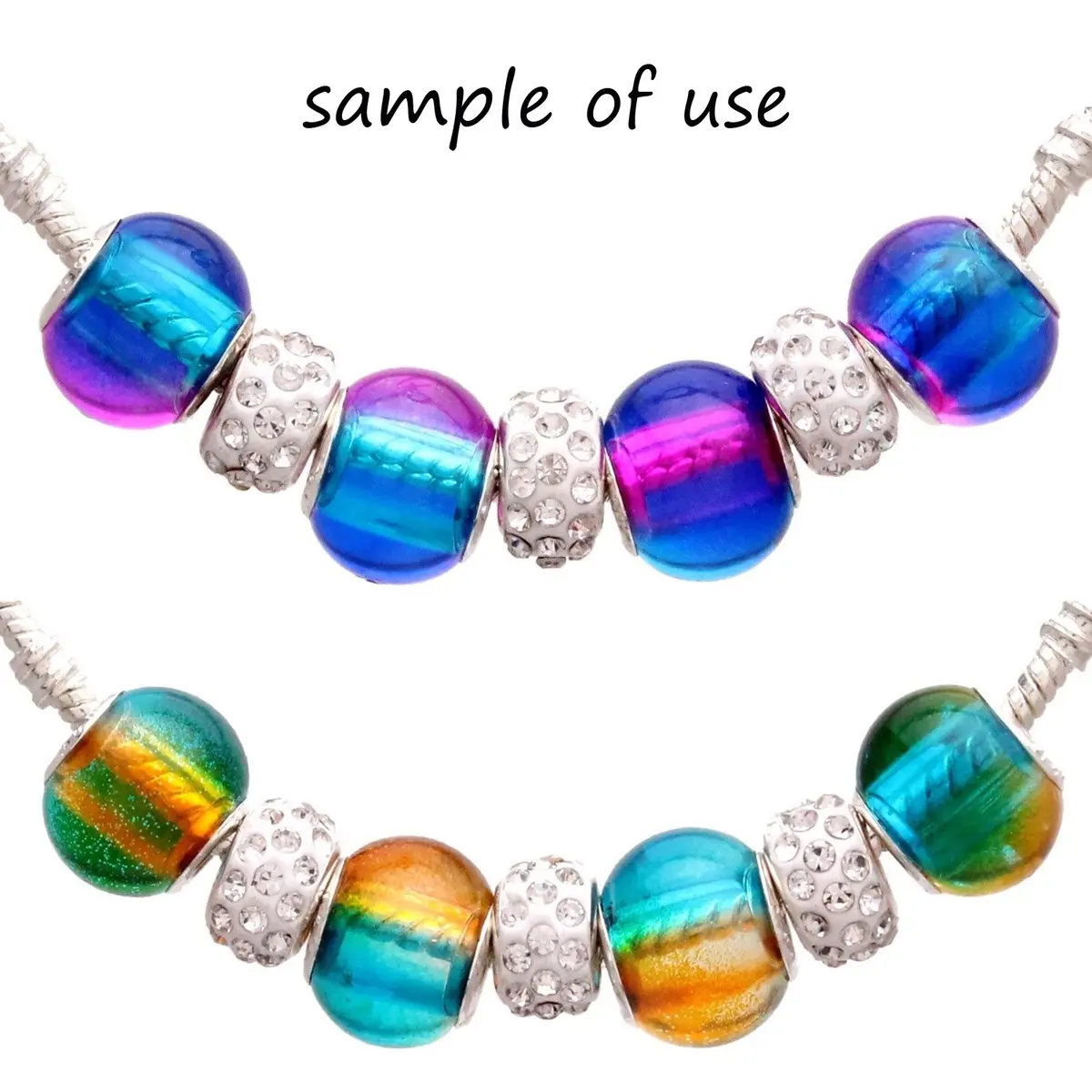 RUBYCA Mix Rainbow Gradient Murano Glass Beads 50pcs | European Charm Bracelet Spacer for DIY Jewelry - view 4