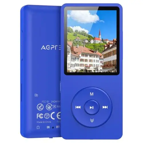 AGPTEK A02S MP3 Player 16GB Dark Blue | 65-Hour Playback Music Player - main product image