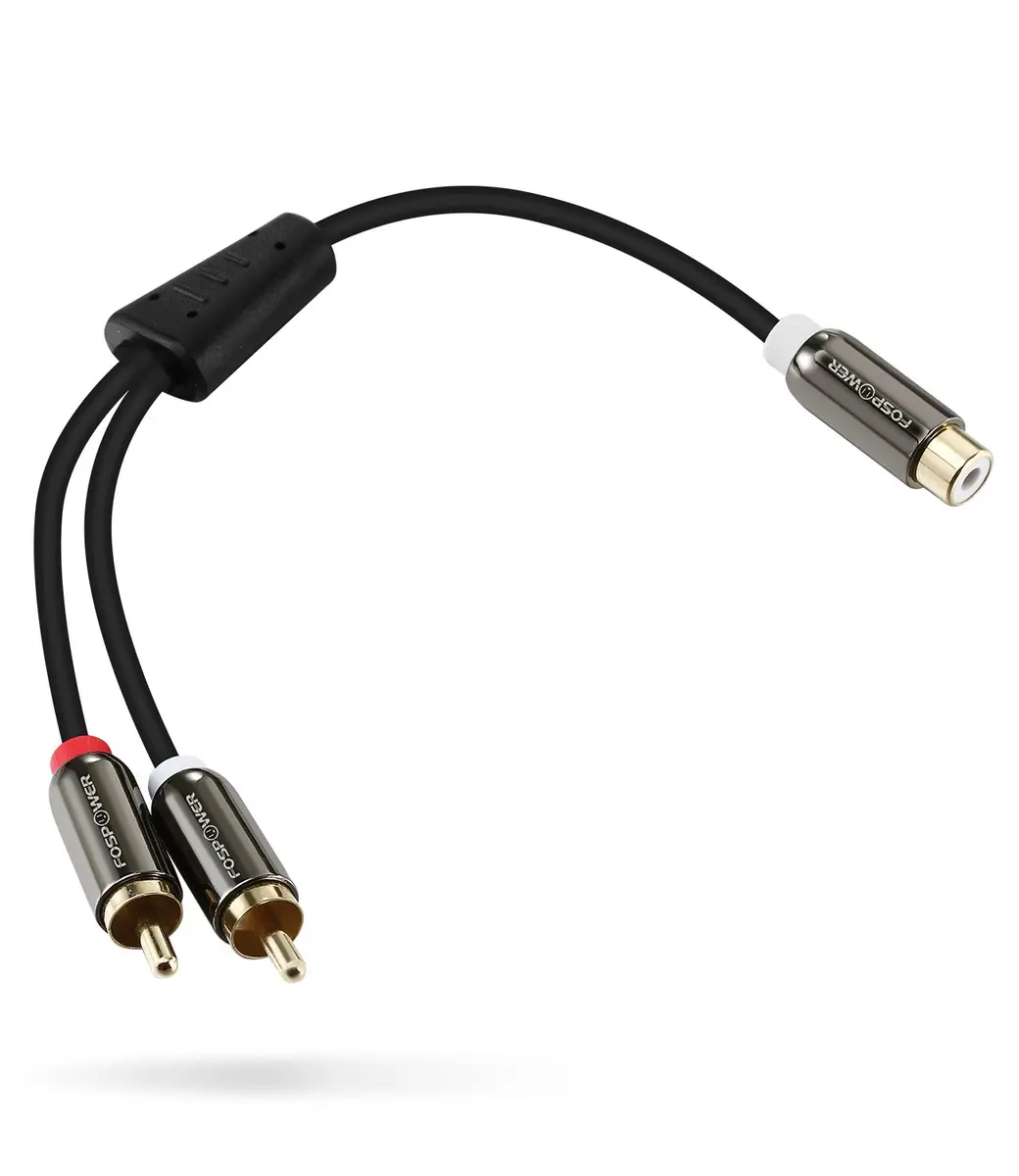 FosPower 8-inch RCA Y Adapter Cable 2 Male to 1 Female | 20.32 cm (8 inches) Gold-Plated Connectors - view 6