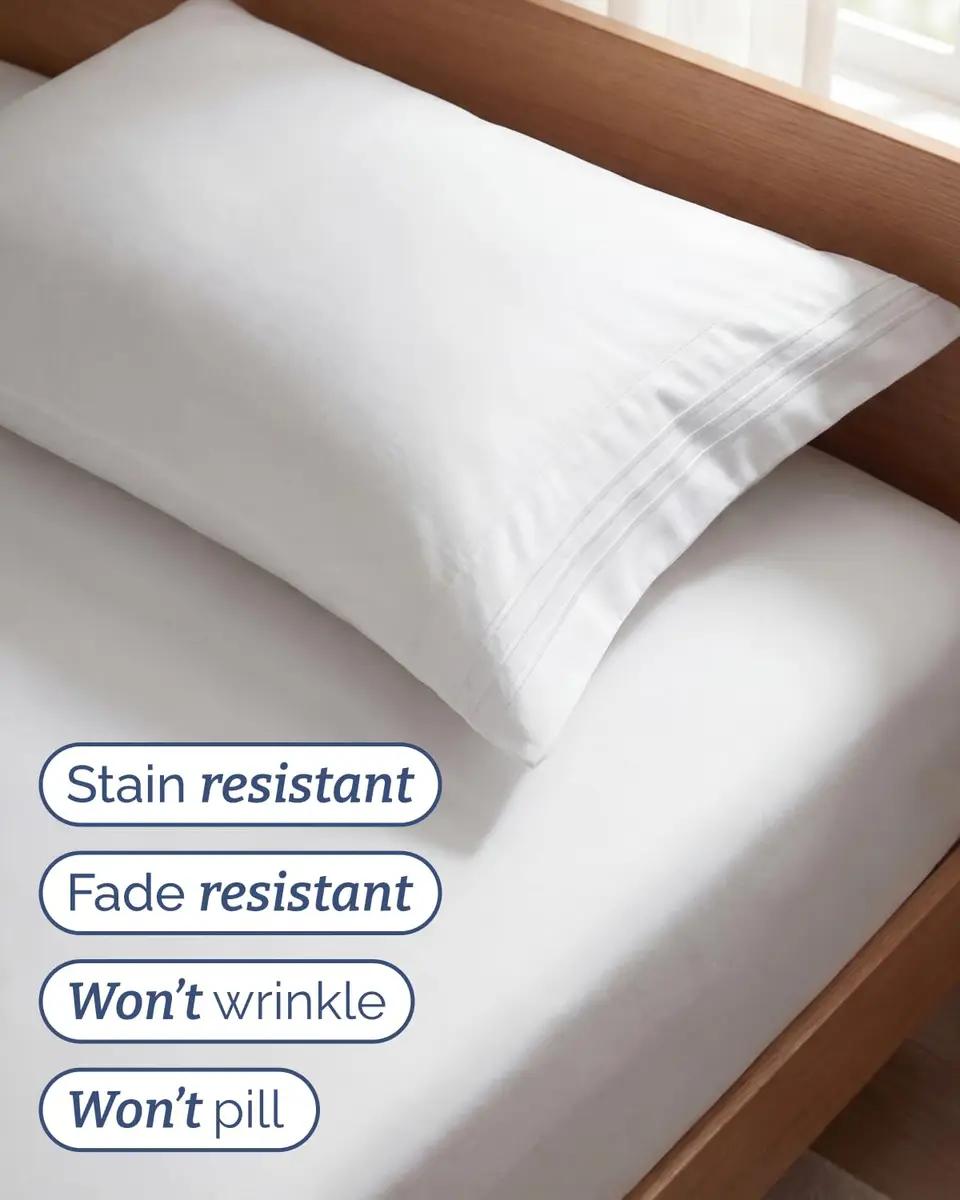 CGK Unlimited Twin Size 3 Piece Sheet Set | Ultra Soft Breathable Microfiber, Deep Pockets, White - view 5