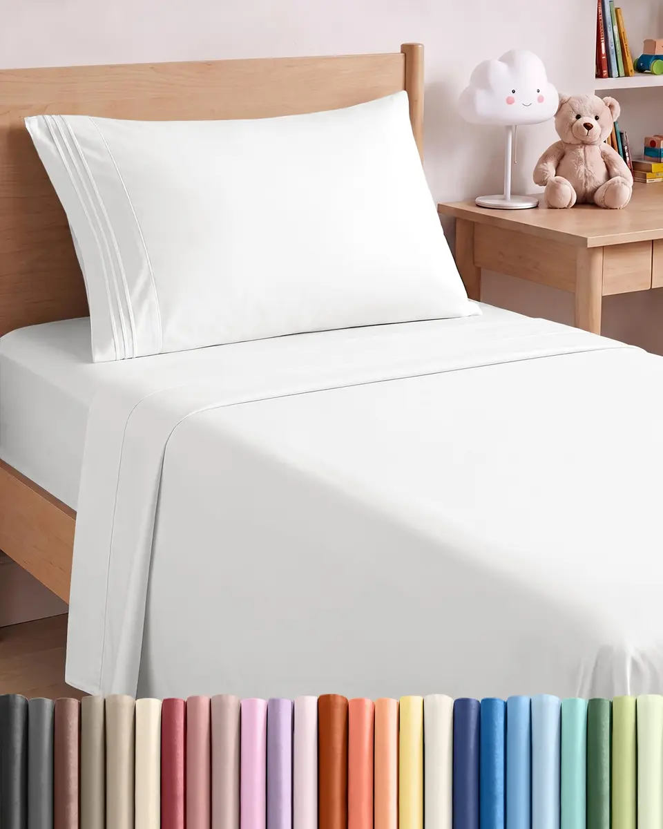 CGK Unlimited Twin Size 3 Piece Sheet Set | Ultra Soft Breathable Microfiber, Deep Pockets, White - main product image