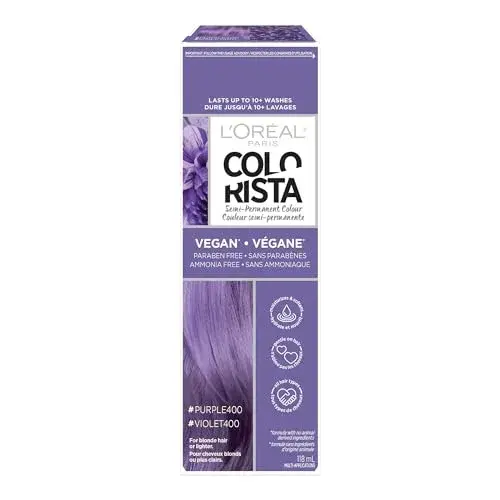 L'Oreal Paris Colorista Semi-Permanent Hair Color Purple 118ml (4 Fl Oz) | Temporary Hair Dye for Bleached & Blonde Hair - main product image