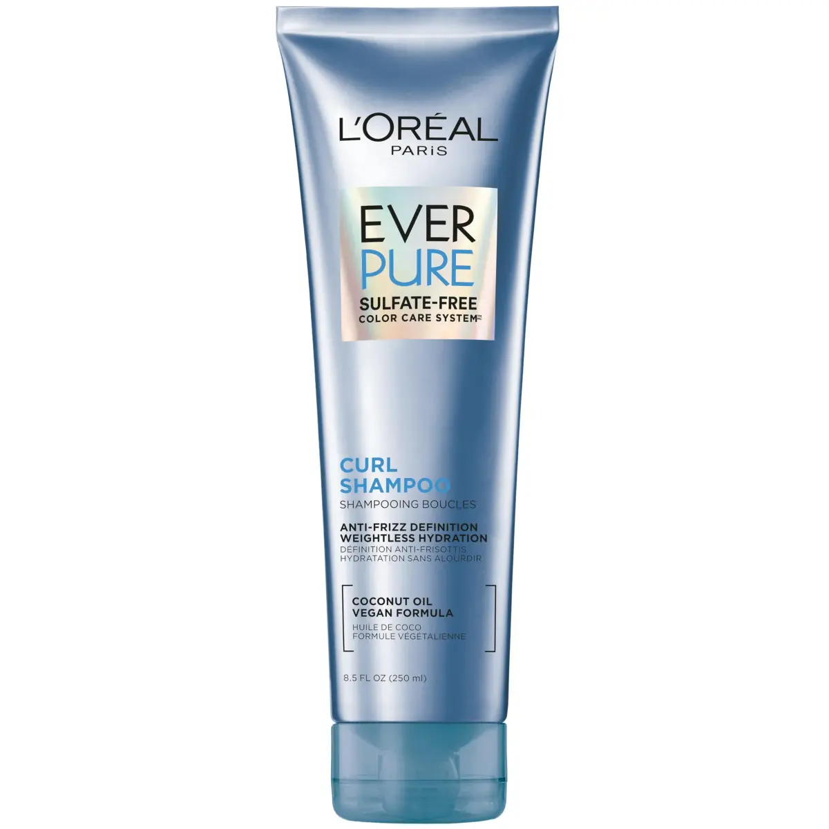 L'Oreal Paris EverPure Sulfate Free Shampoo for Curly Hair, Lightweight, Anti-Frizz Hair Care with Coconut Oil, 250ml (8.5 Fl Oz) | Hydrates Curls for 48 Hours - main product image