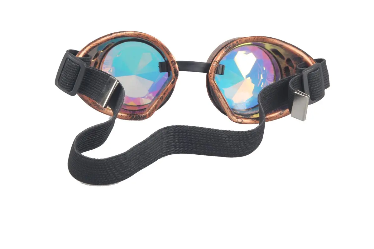 Lelinta Steampunk Rave Glasses Goggles with Rainbow Crystal Glass Lens, Red Copper, Adjustable (1 Unit) - view 5