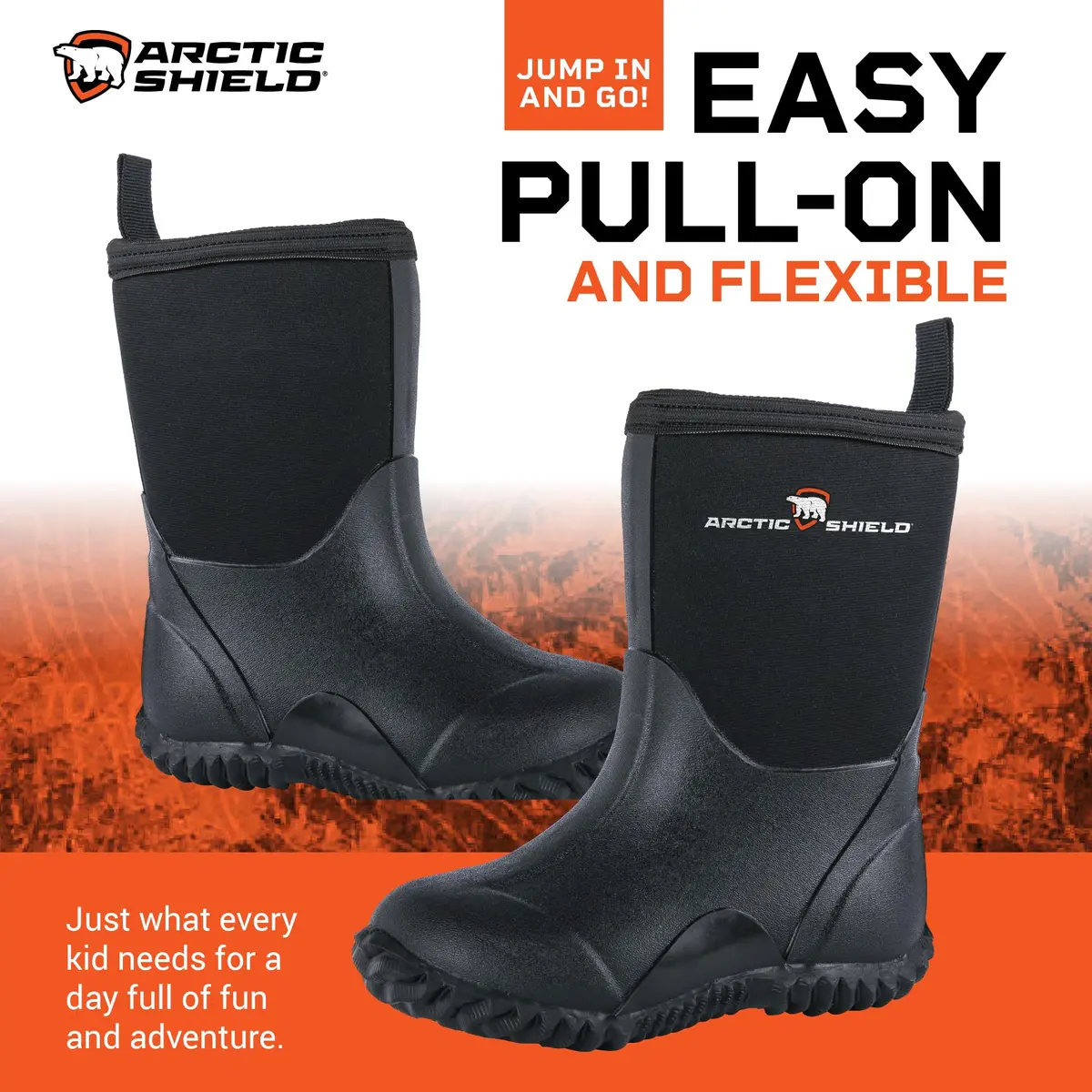 ArcticShield Kids Rain Boots Waterproof & Insulated | Unisex Rubber Boots for Puddles & Outdoors - view 3