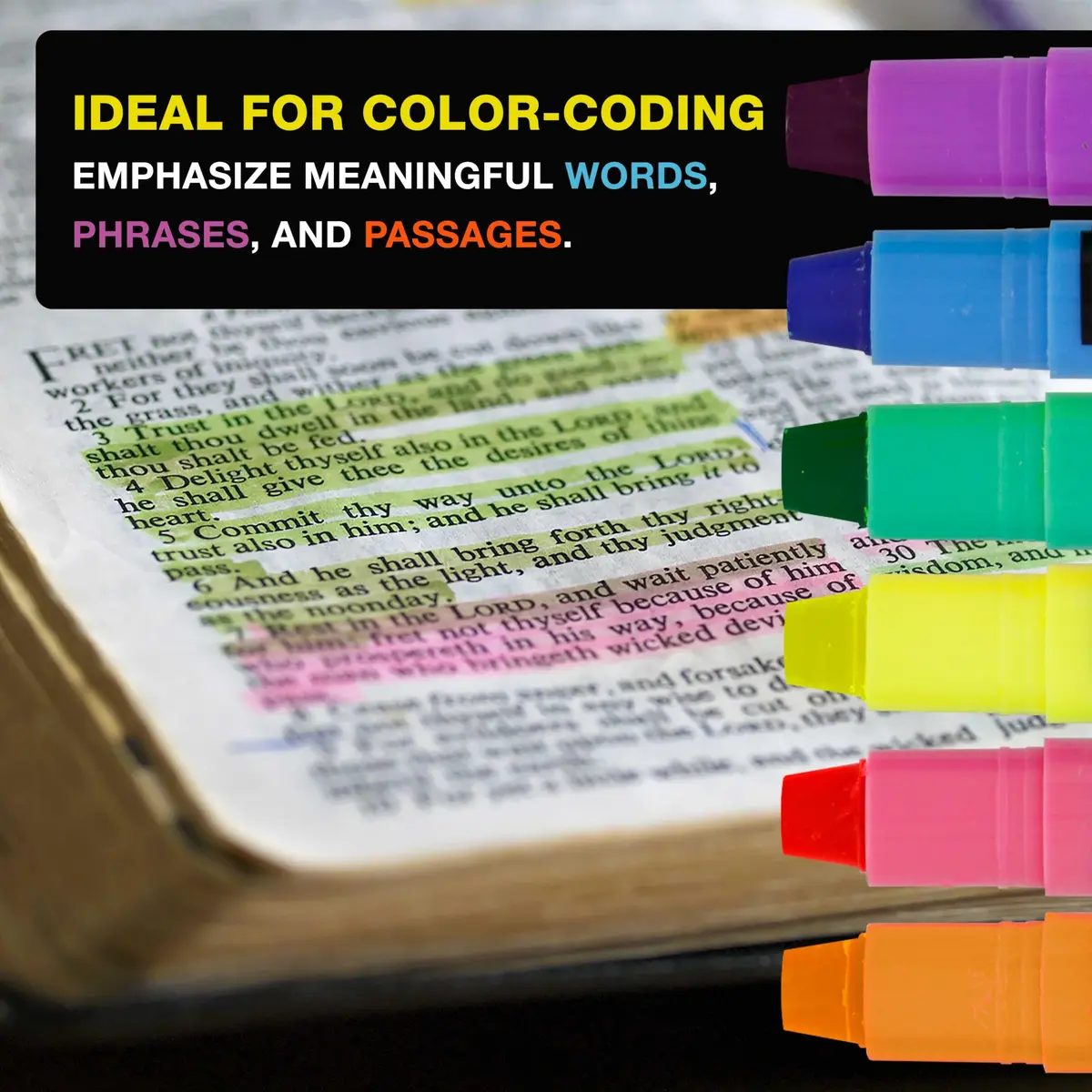US Office Supply Bible Safe Highlighter Set of 6 Assorted Pastel Colors | No Bleed, Smooth Gel, Bible & Journal Friendly - view 4