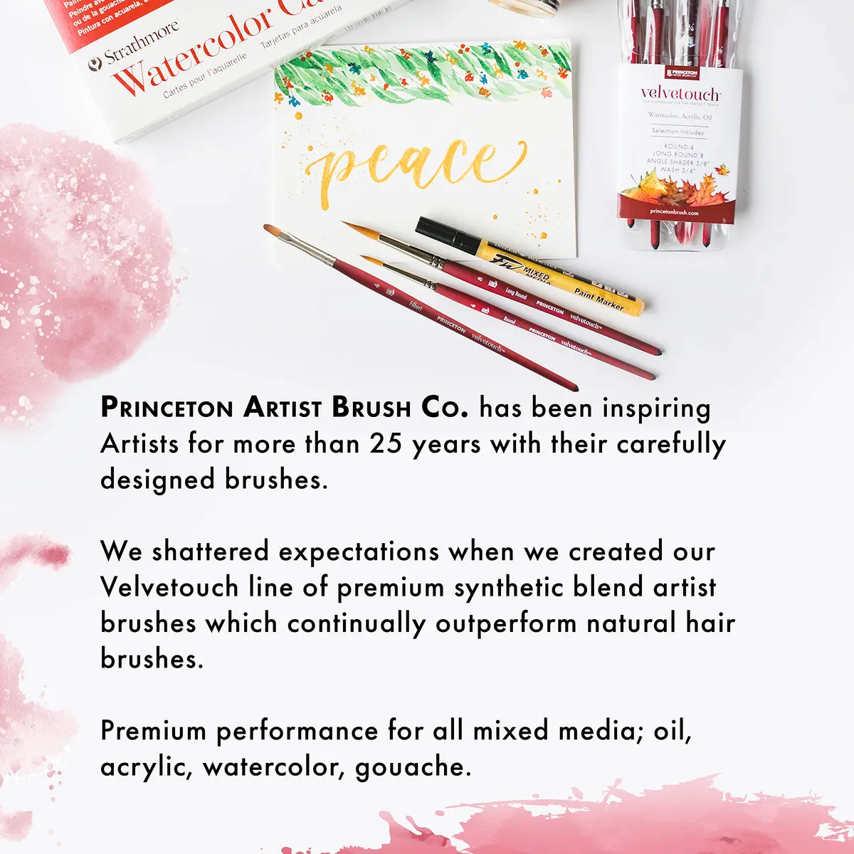 Princeton Velvetouch Artiste Series 3950 Chisel Blender Brush Size 8 | Mixed-Media Synthetic Brush for Acrylic, Watercolor & Oil - view 6