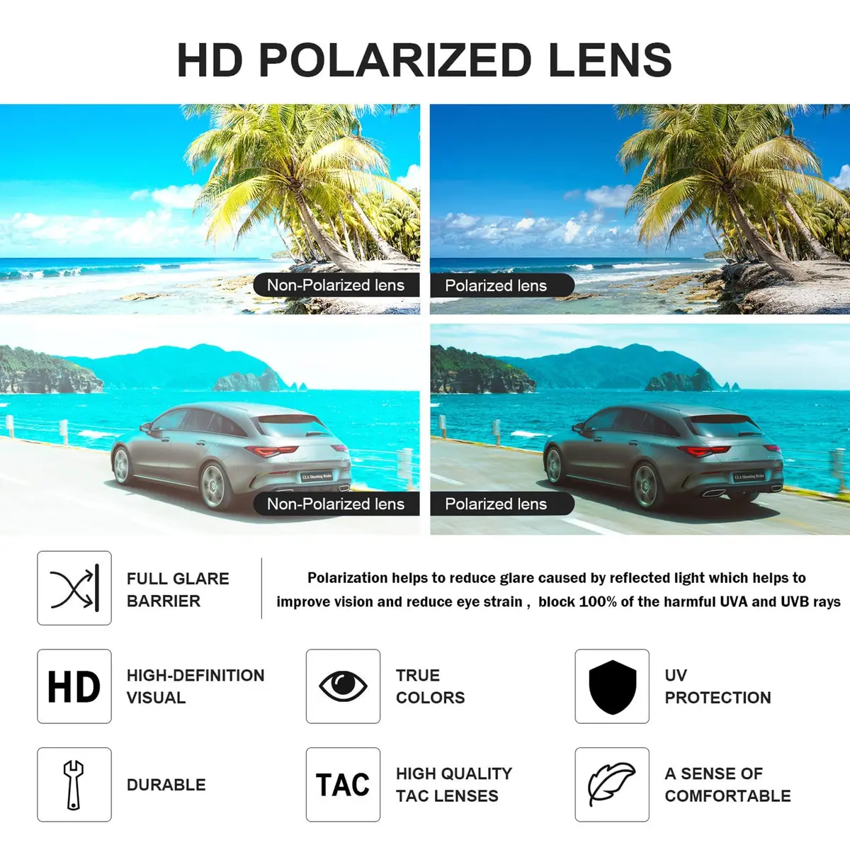 Pro Acme Classic Semi-Rimless Polarized Sunglasses for Women Men | UV400 Protection - view 7