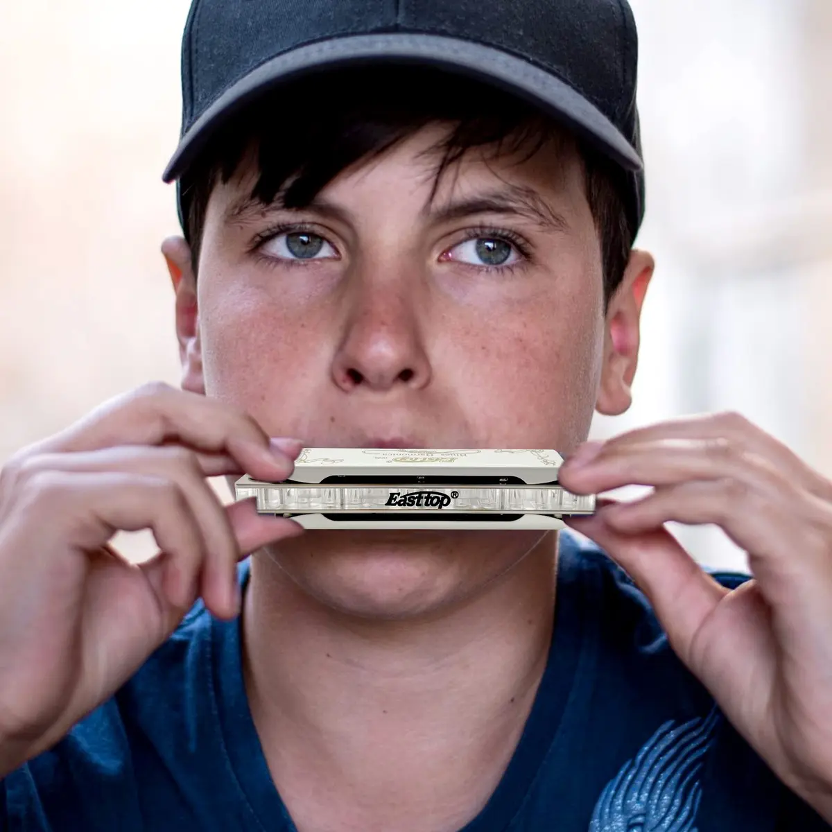 East top Diatonic Blues Harmonica Eb | Professional Brass & Acrylic, White - view 7