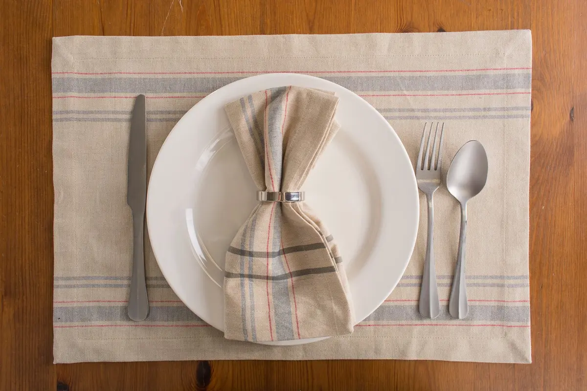 DII French Stripe Placemat Set 13x19 in Taupe/Gray | Farmhouse Style Cotton Table Linen - view 3