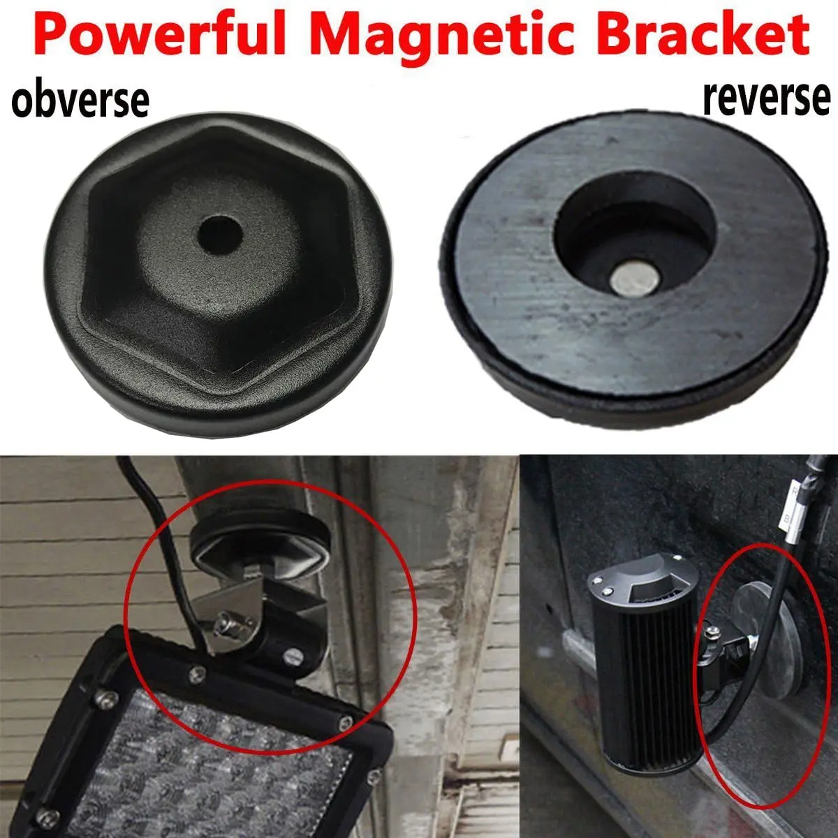 Lightronic 3" Round Ultra Strong Power Magnet Base, 2 Pack | Mount LED Offroad Lights Without Drilling - view 3