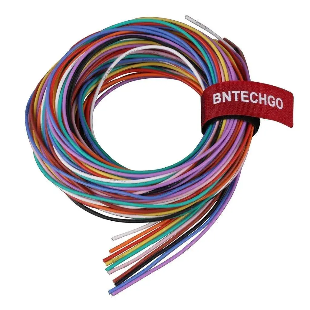 BNTECHGO 22 AWG Silicone Wire Kit 10 Colors Each 10ft Stranded Tinned Copper | 600V 200°C Flexible Wire for RC, DIY - main product image