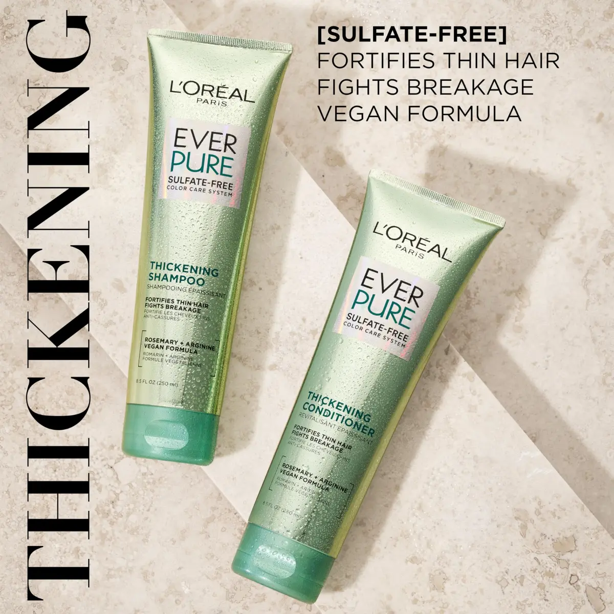 L'Oreal Paris EverPure Thickening Sulfate Free Shampoo 250ml (8.5 Fl Oz) | Strengthens Thin, Fragile Hair with Rosemary Leaf - view 2