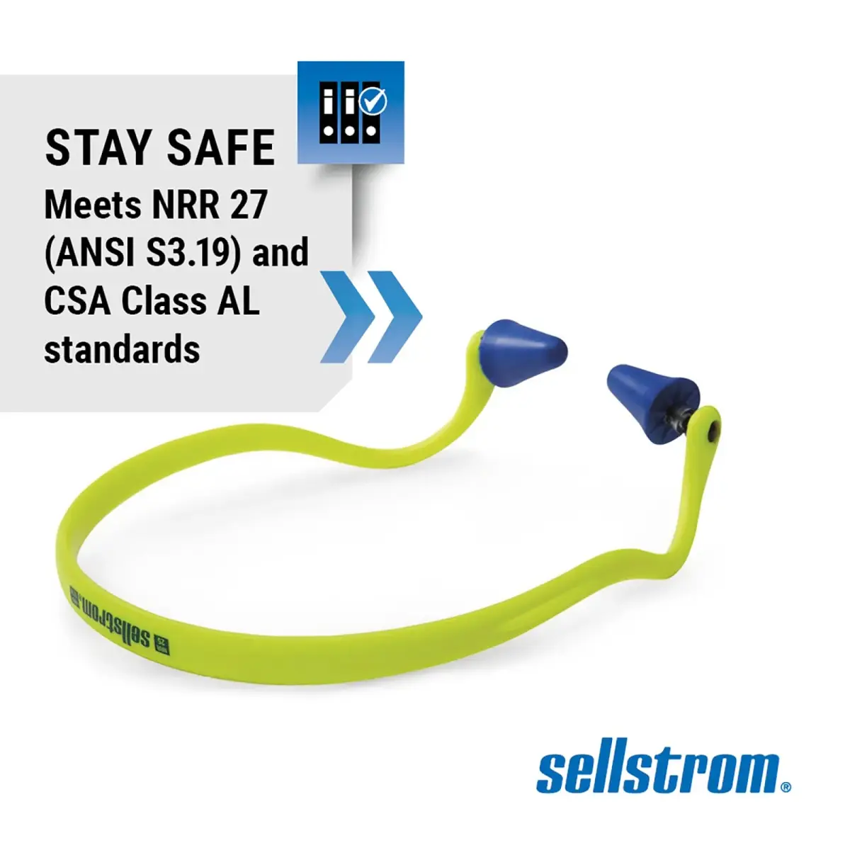 Sellstrom Reusable Banded Earplugs 25dB Noise Reduction Hi-Viz Green | NRR 27 Certified - view 6