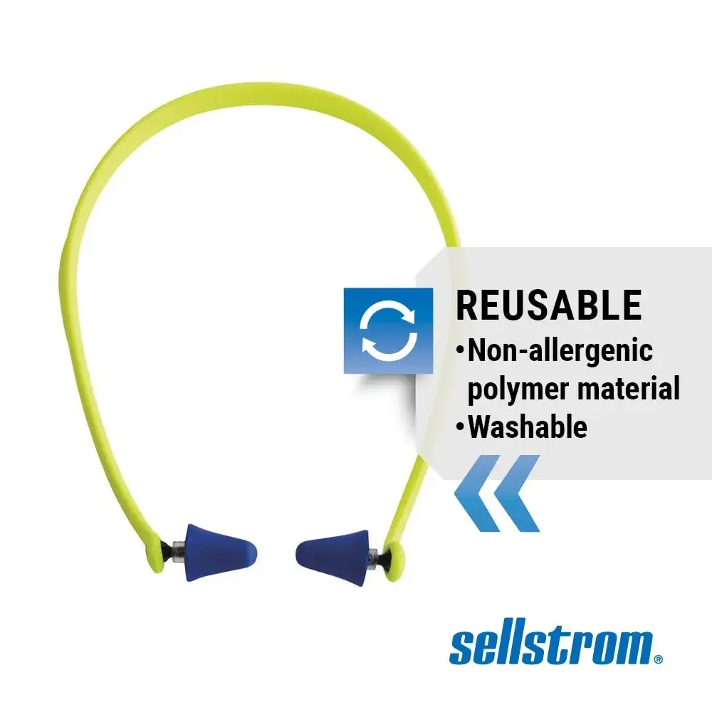 Sellstrom Reusable Banded Earplugs 25dB Noise Reduction Hi-Viz Green | NRR 27 Certified - view 4