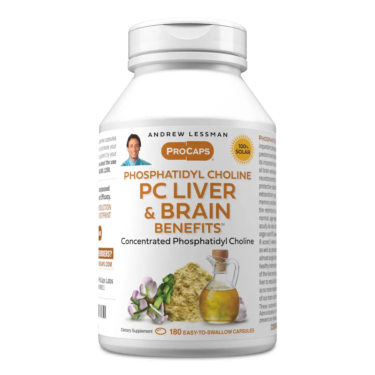 Andrew Lessman ProCaps PC Liver & Brain Benefits 180 Count (Pack of 1) | Phospholipid Complex for Cognitive Function & Liver Health - main product image