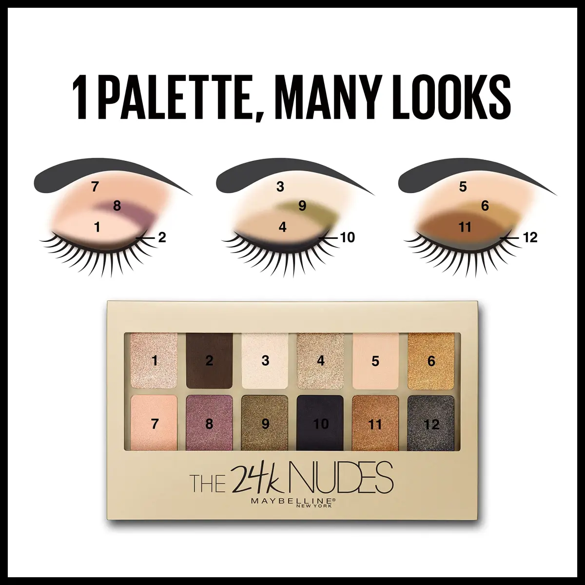 Maybelline The 24K Nudes Gold Eyeshadow Palette Makeup, 12 Shades | Blendable Powder - view 6