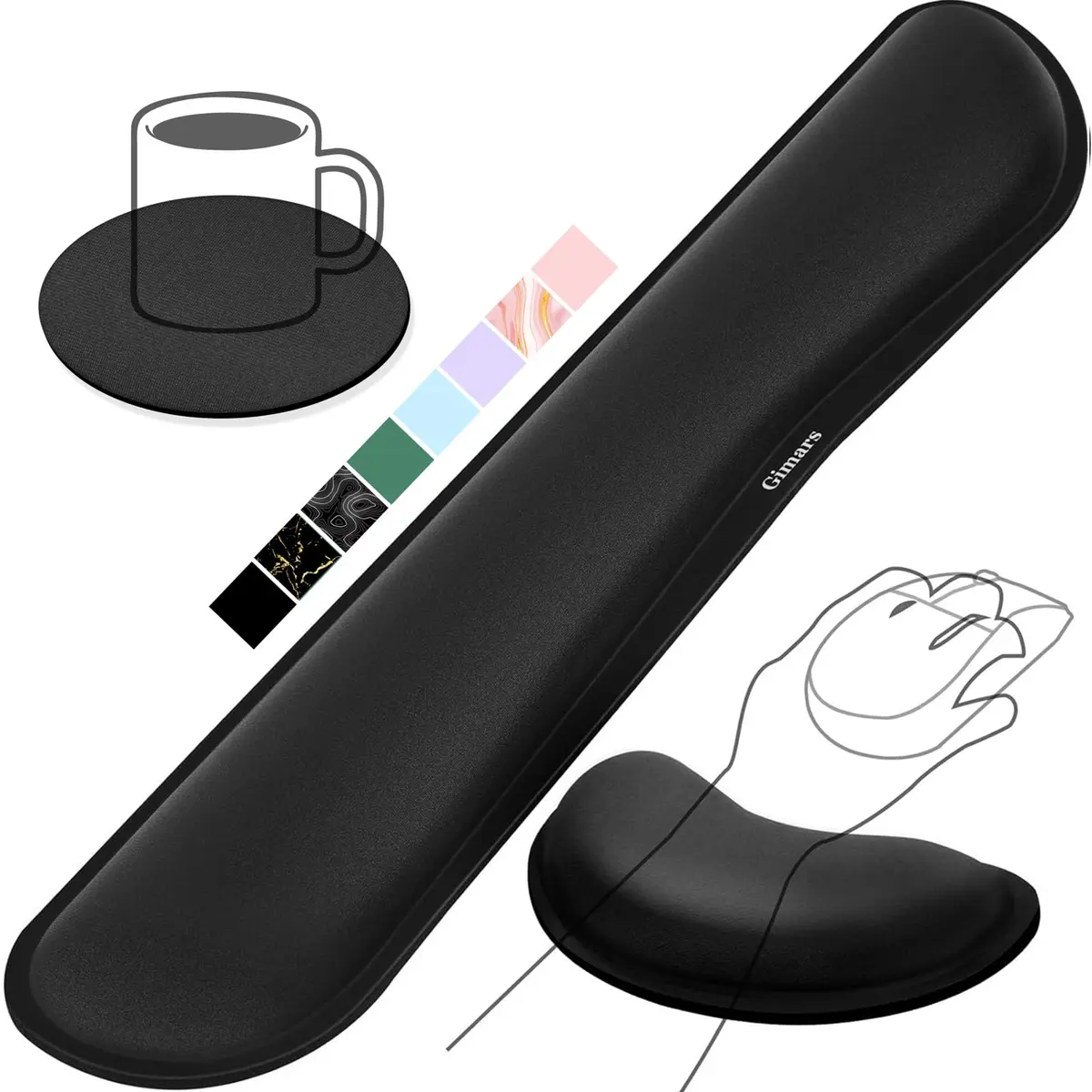 Gimars Upgrade Enlarge Silky Superfine Fabric Memory Foam Keyboard Wrist Rest Set with Mouse Pad | Ergonomic Typing Pain Relief for Office & Gaming - main product image