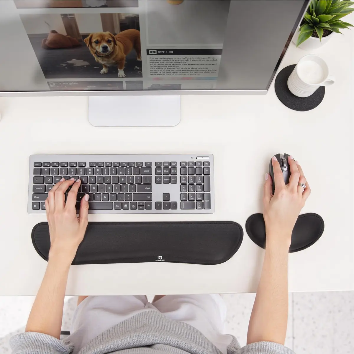 Gimars Upgrade Enlarge Silky Superfine Fabric Memory Foam Keyboard Wrist Rest Set with Mouse Pad | Ergonomic Typing Pain Relief for Office & Gaming - view 7