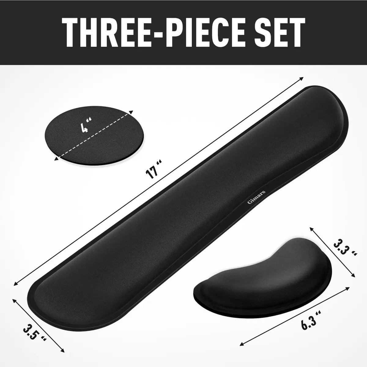 Gimars Upgrade Enlarge Silky Superfine Fabric Memory Foam Keyboard Wrist Rest Set with Mouse Pad | Ergonomic Typing Pain Relief for Office & Gaming - view 2