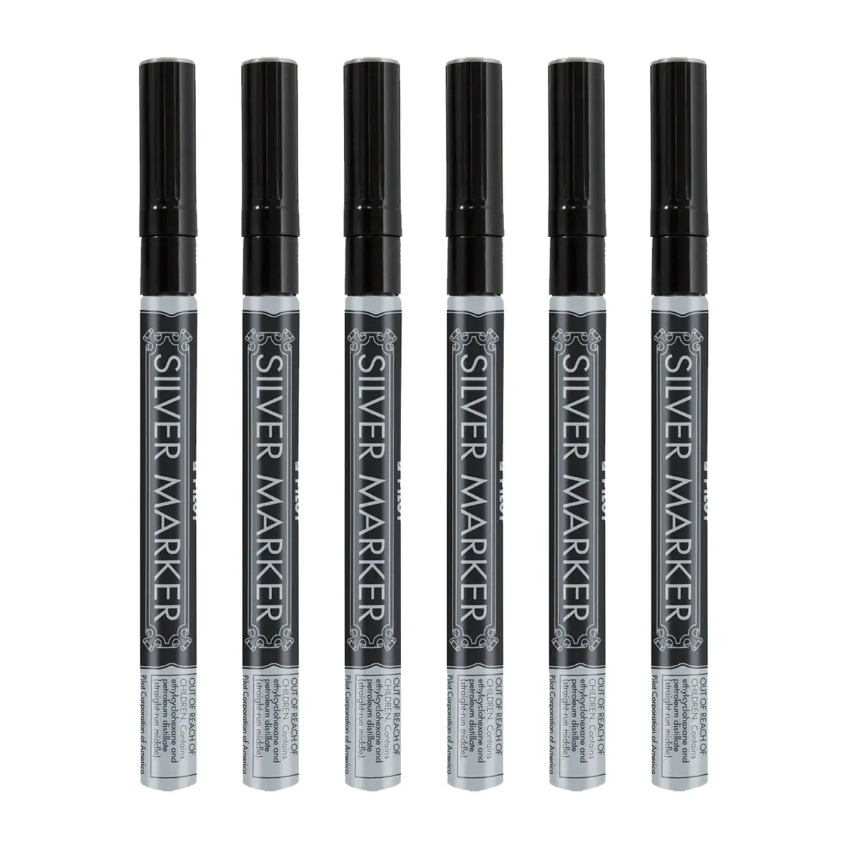 Pilot Metallic Permanent Markers Extra Fine Point 6 Pack | Waterproof & Smudge-Free Silver Ink - view 2
