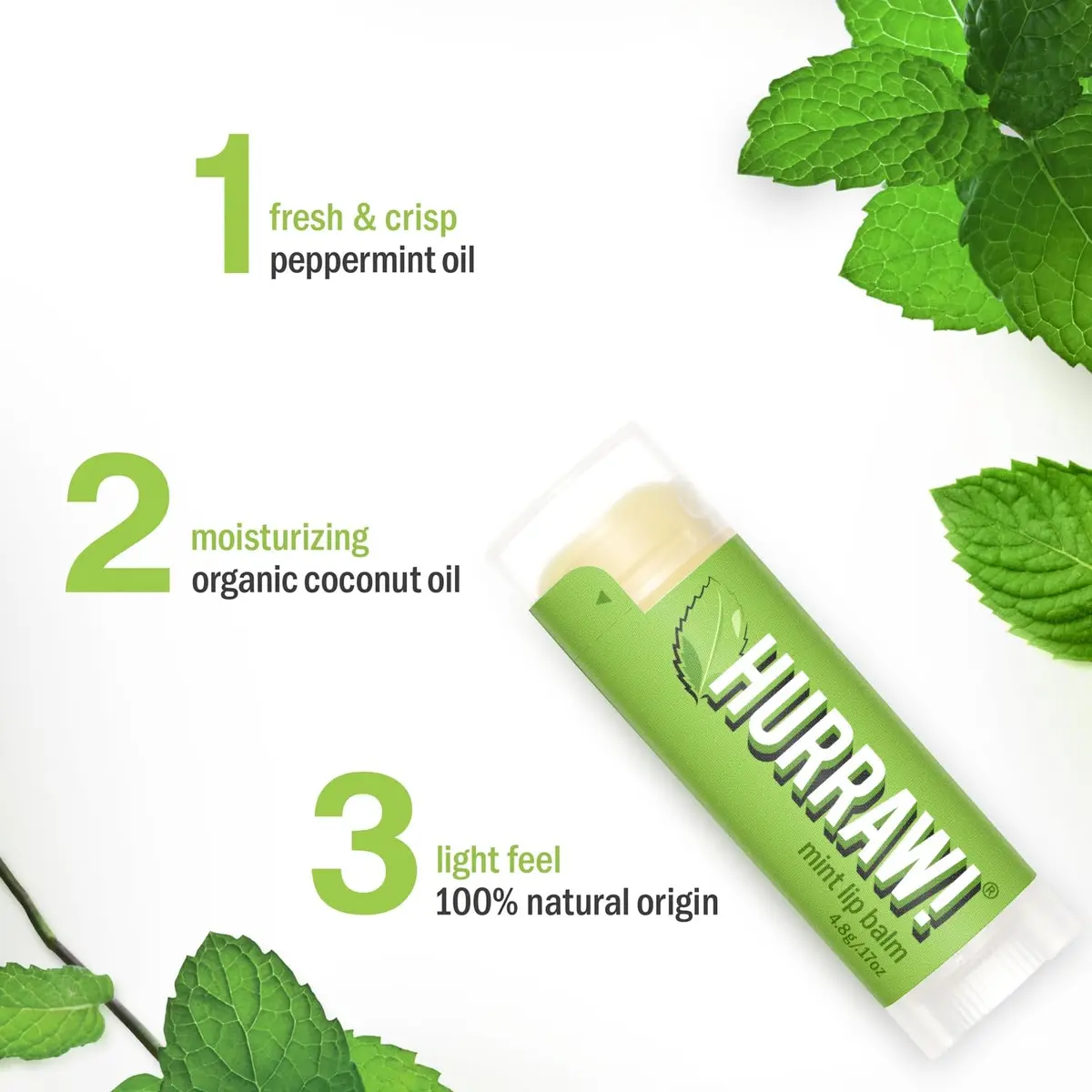 Hurraw! Mint Lip Balm 2 Pack | Organic, Vegan, Cruelty-Free, Made in USA - view 2