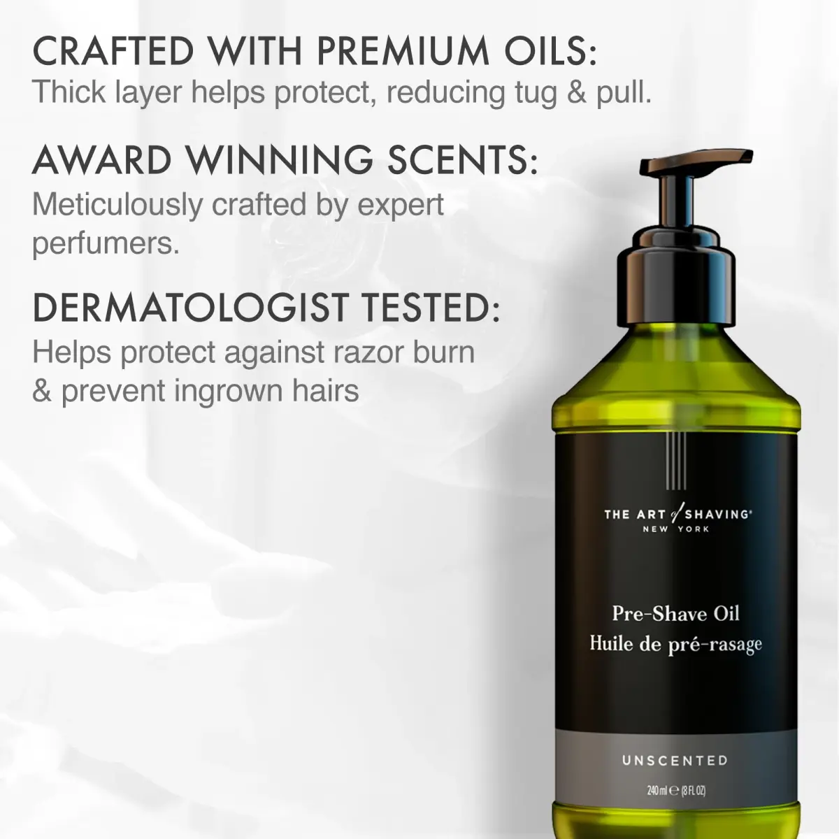 The Art of Shaving Unscented Pre-Shave Oil For Men – Clinically Tested For Sensitive Skin – Improves Razor Glide For a Close, Comfortable Shave – 240ml (8.1 Fl Oz) - view 2