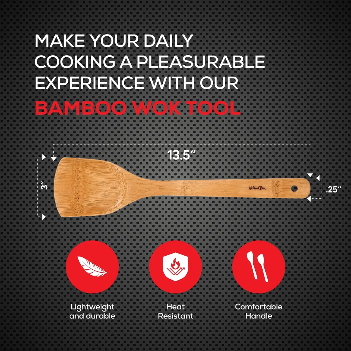 Helen's Asian Kitchen Natural Bamboo Stir Fry Spatula and Wok Tool, 13.5-Inch | Sustainable Kitchen Utensil for Wok Cooking - view 3