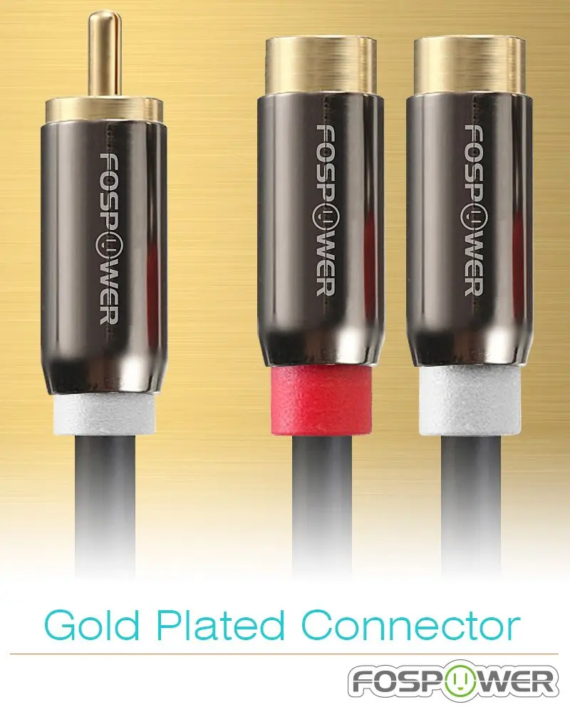 FosPower 8-inch RCA Y Adapter Cable | 1 Male to 2 Female Stereo Audio Splitter Connectors - view 4