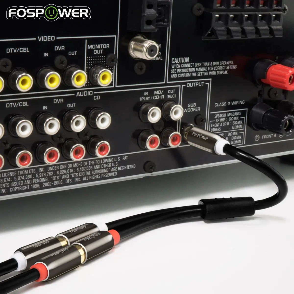 FosPower 8-inch RCA Y Adapter Cable | 1 Male to 2 Female Stereo Audio Splitter Connectors - view 5