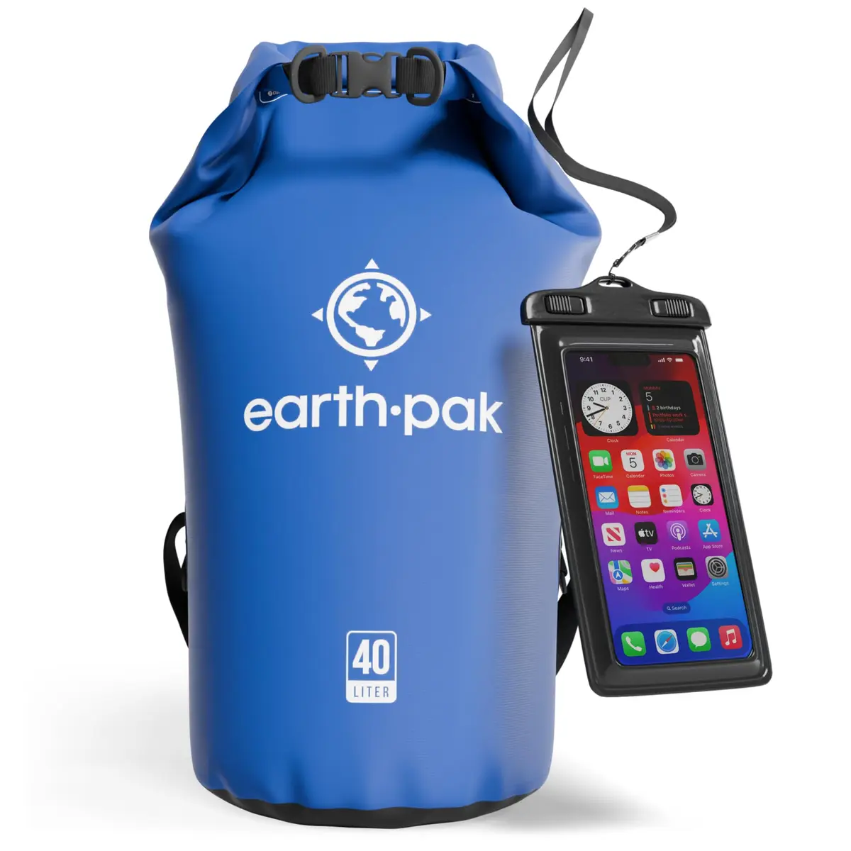 Earth Pak Waterproof Dry Bag Backpack 40L Blue | Durable PVC Kayaking Boating Fishing Rafting Marine Gear Protection - main product image