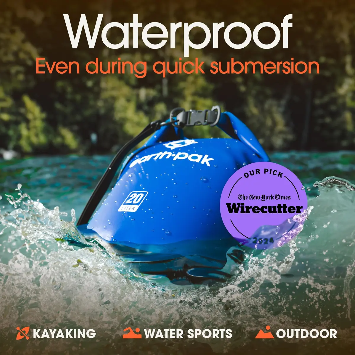 Earth Pak Waterproof Dry Bag Backpack 40L Blue | Durable PVC Kayaking Boating Fishing Rafting Marine Gear Protection - view 3