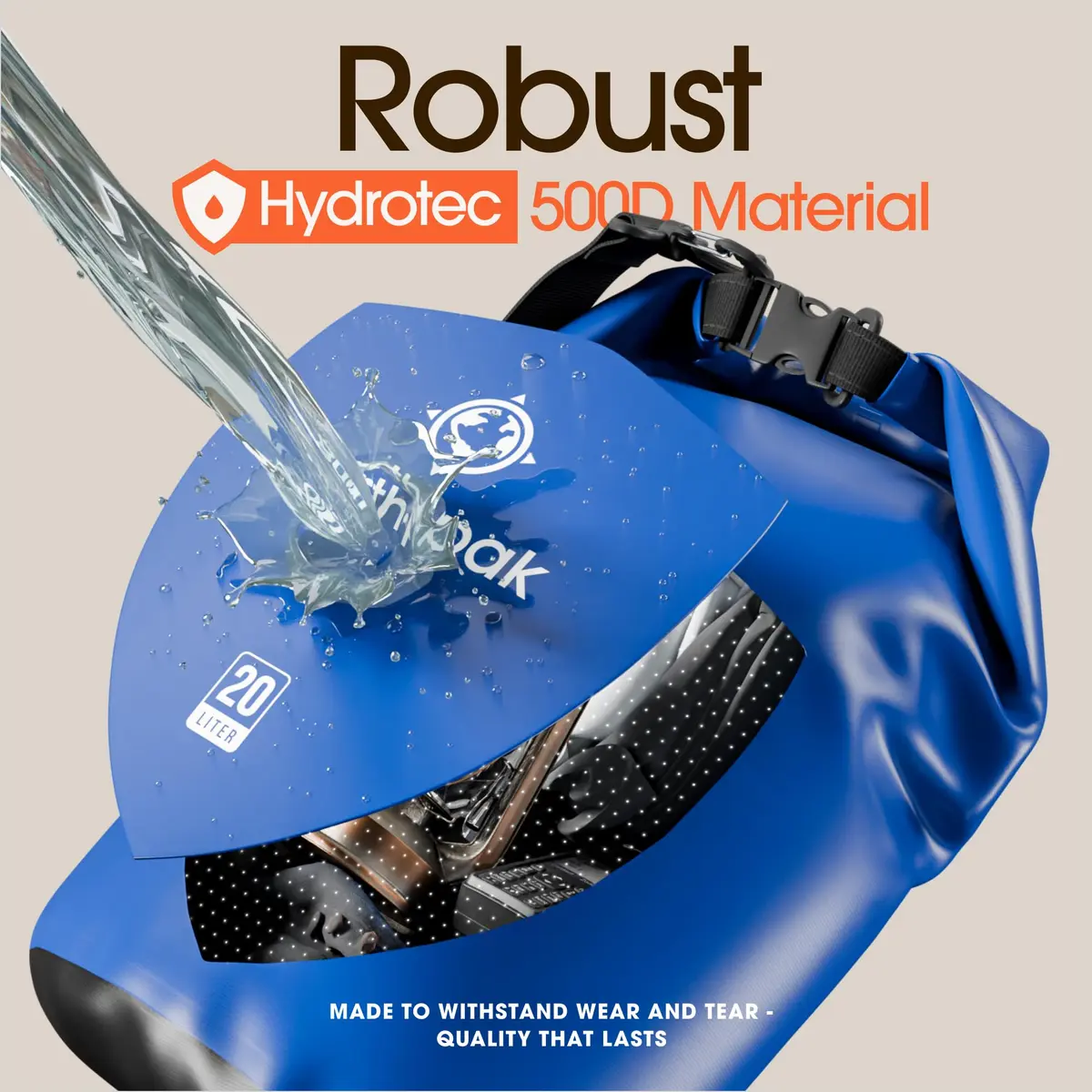 Earth Pak Waterproof Dry Bag Backpack 40L Blue | Durable PVC Kayaking Boating Fishing Rafting Marine Gear Protection - view 4