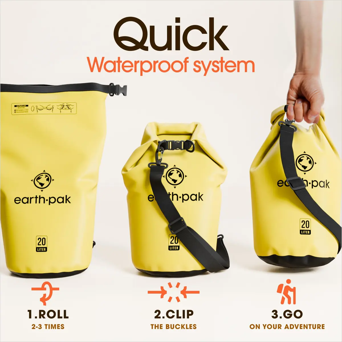 Earth Pak 40L Waterproof Dry Bag Backpack | Marine Roll Top Dry Sack for Kayaking - view 5