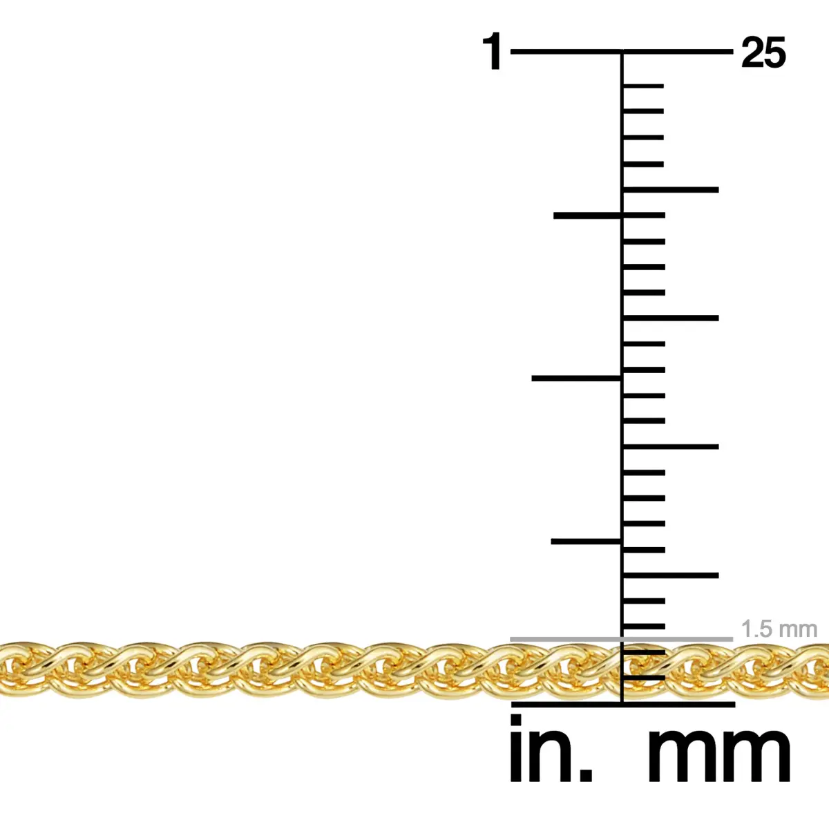 Kooljewelry 14k Yellow Gold Filled 1.5 mm Wide Wheat Chain Necklace - 18 Inch - view 4