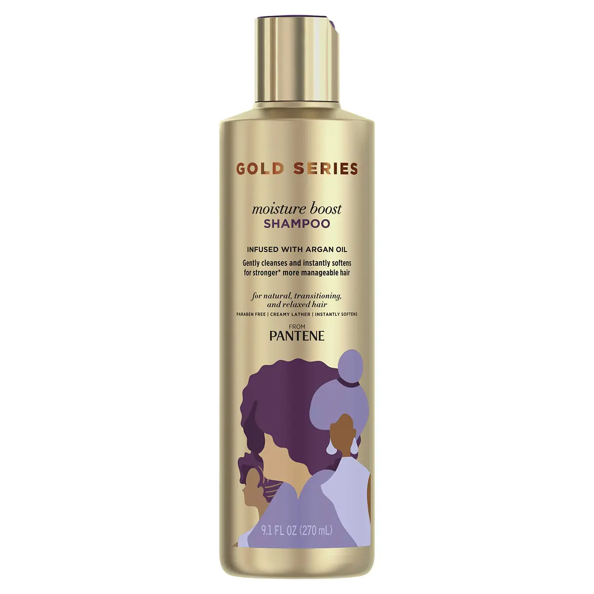 Pantene Pro-V Gold Series Moisture Boost Shampoo 270ml (9.1 Fl Oz) | Infused with Argan Oil for Damaged Hair - main product image