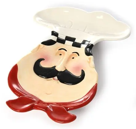 Bonita Home Fat Chef Kitchen Plate | Solid Ceramic Dinnerware in Red, Black & White (25cm | 10 inch) - view 2