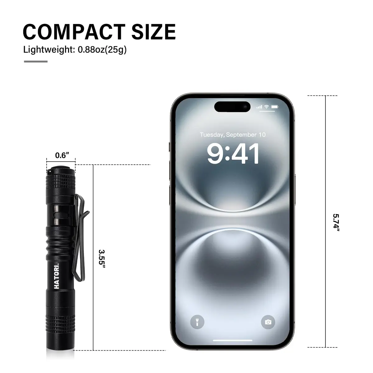 HATORI LED Mini Flashlight 3.55Inch | Bright Pocket Handheld Torch for Camping & Emergency - view 7