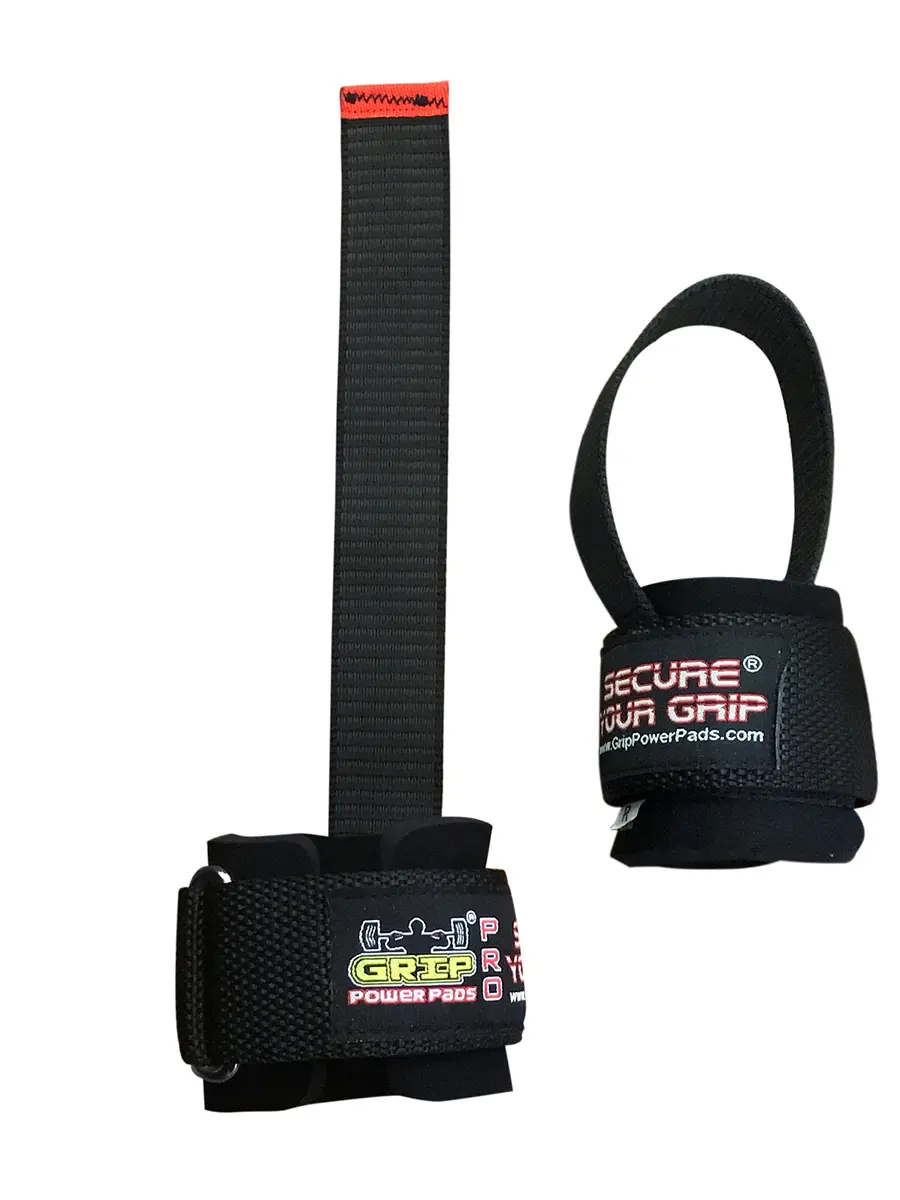 Grip Power Pads Heavy Duty Lifting Straps Neoprene Pair | Wrist Support with Rubber Grip (Rubber Side Face The Bar) - view 9