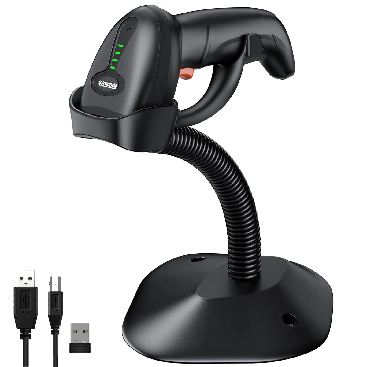 Symcode Bluetooth Wireless Barcode Scanner with Auto-Sensing Stand & 2D QR Reader | 280g (9.88 oz) - main product image