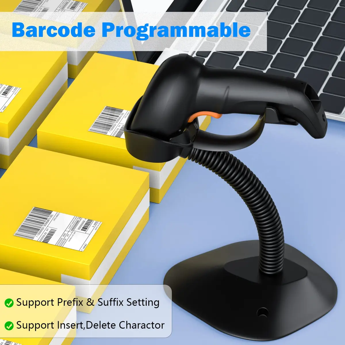 Symcode Bluetooth Wireless Barcode Scanner with Auto-Sensing Stand & 2D QR Reader | 280g (9.88 oz) - view 7