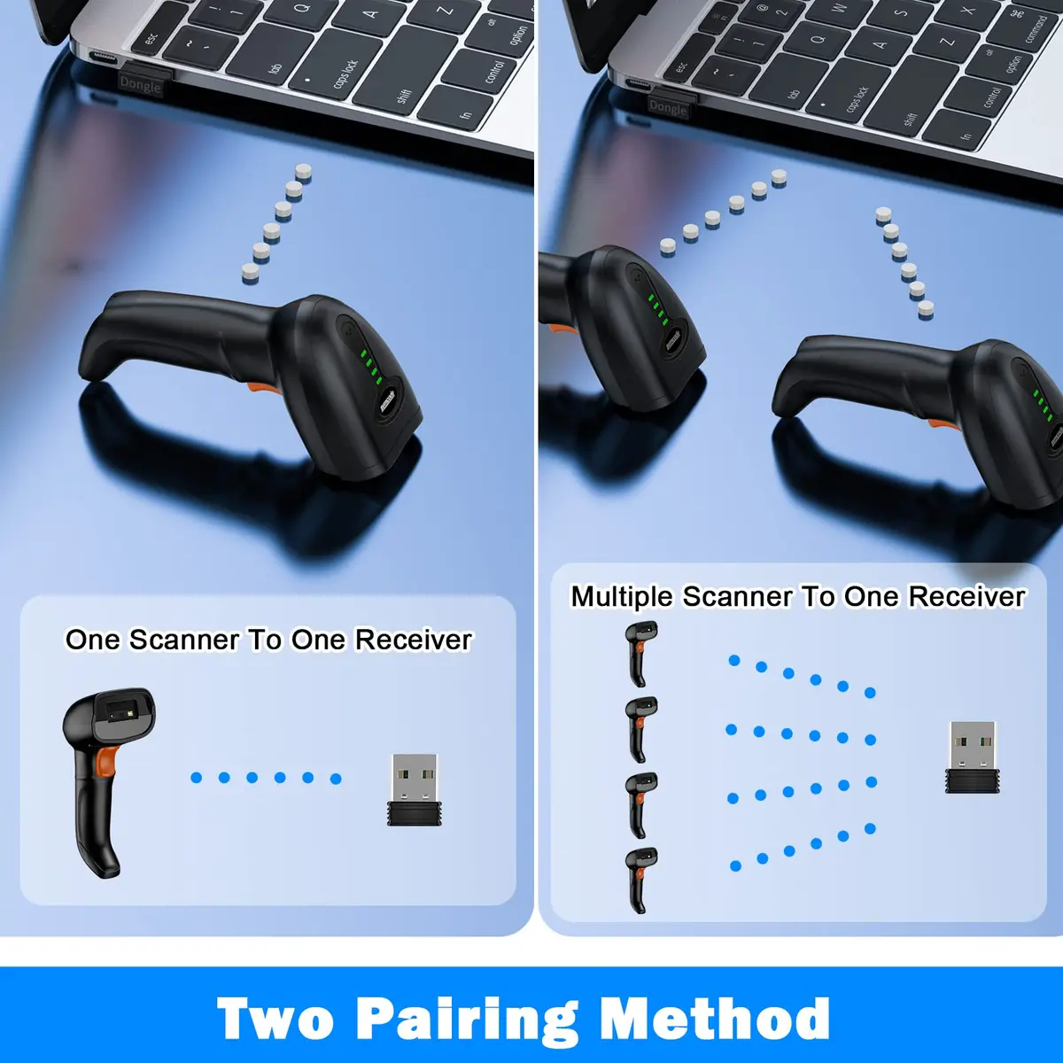 Symcode Bluetooth Wireless Barcode Scanner with Auto-Sensing Stand & 2D QR Reader | 280g (9.88 oz) - view 3