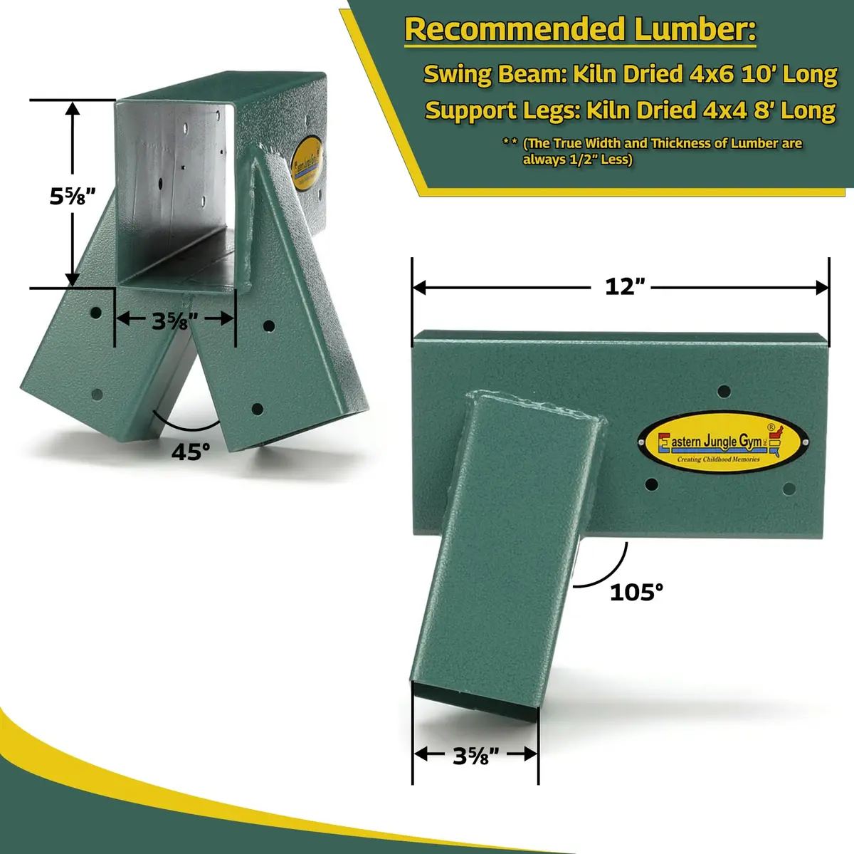 Eastern Jungle Gym Easy 1-2-3 A-Frame 2 Brackets | Heavy Duty Steel Playground Hardware - view 2