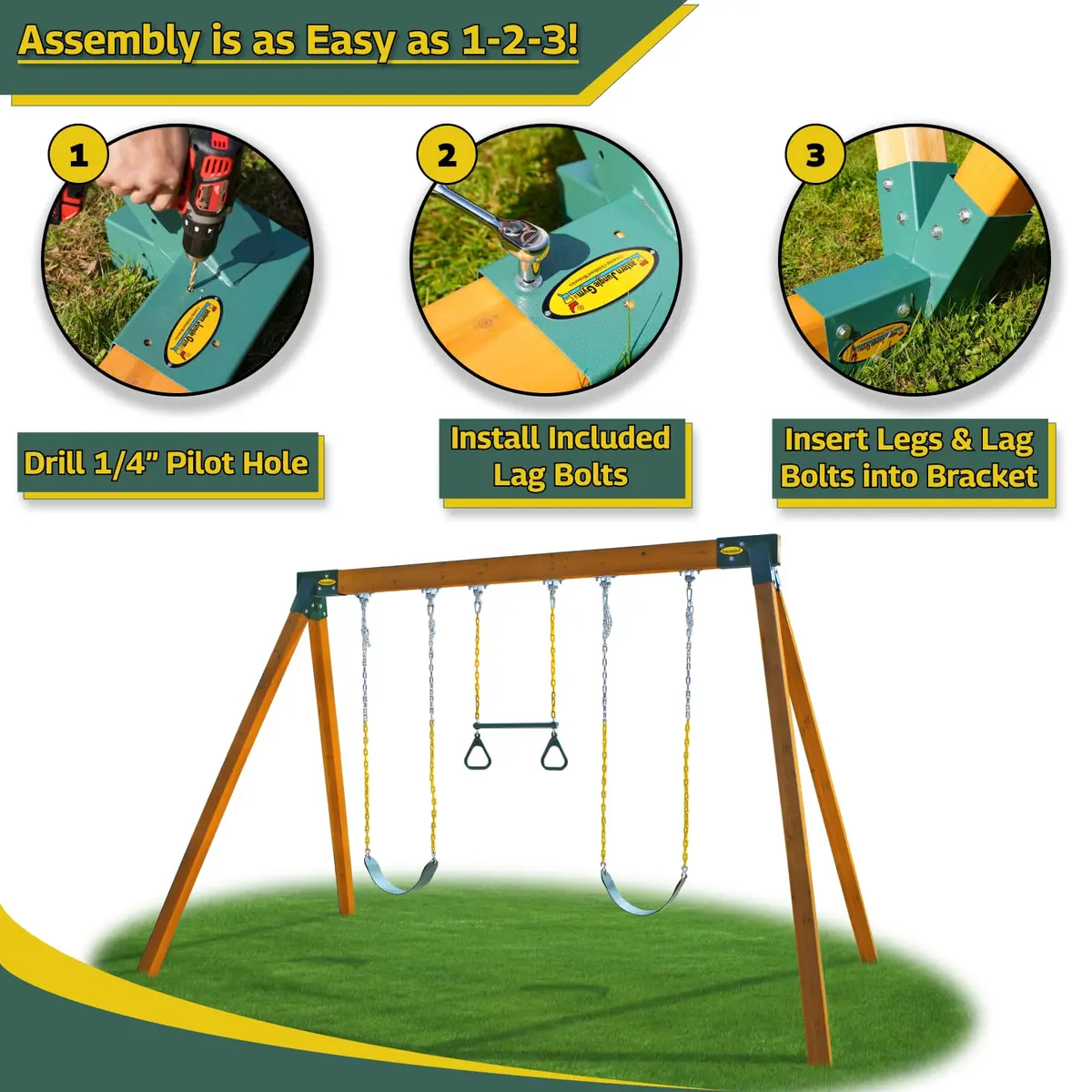 Eastern Jungle Gym Easy 1-2-3 A-Frame 2 Brackets | Heavy Duty Steel Playground Hardware - view 3