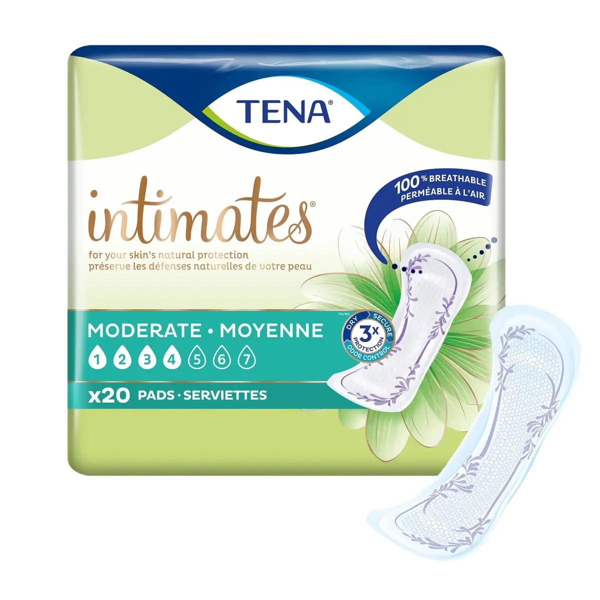 TENA Sensitive Care Moderate Incontinence Pads for Women, Regular, 20 ct | Dermatologist Approved by Skin Health Alliance - main product image