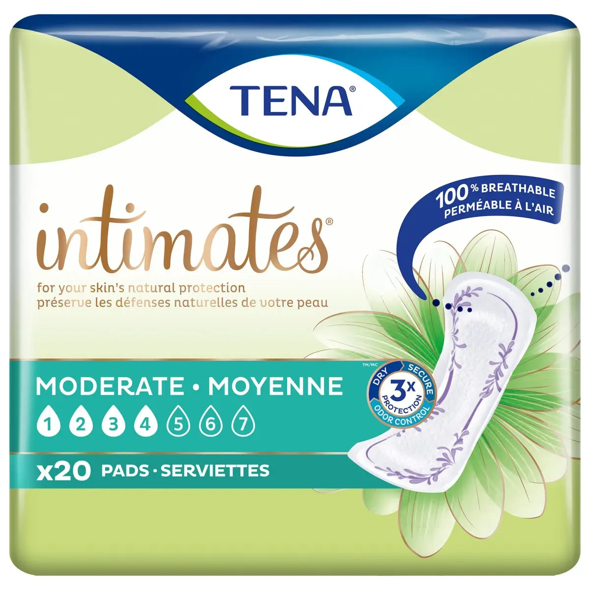 TENA Sensitive Care Moderate Incontinence Pads for Women, Regular, 20 ct | Dermatologist Approved by Skin Health Alliance - view 2