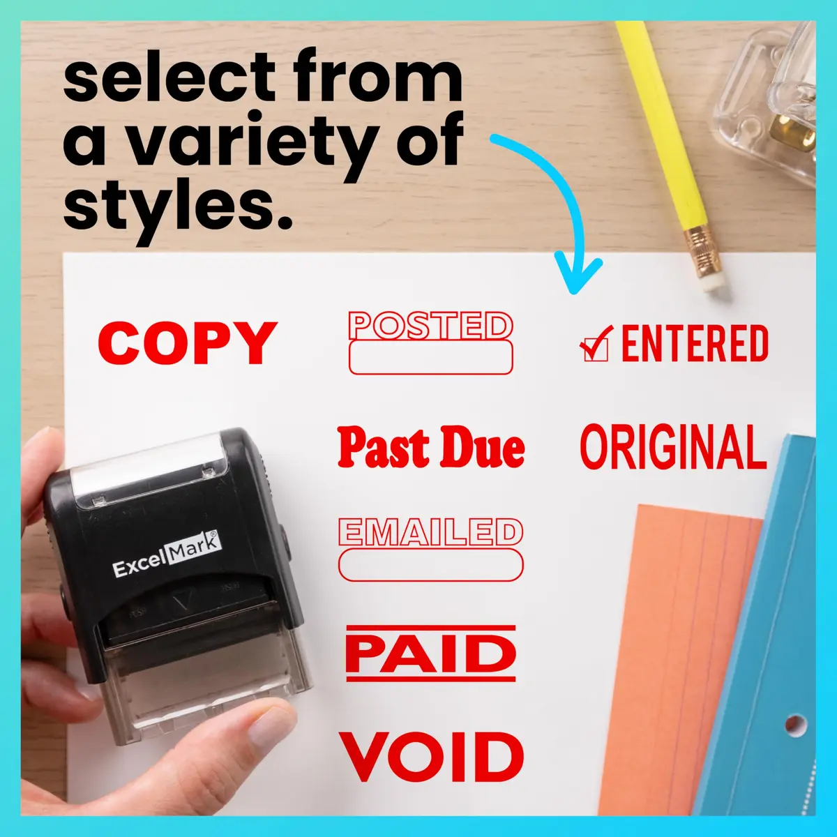 ExcelMark Copy Stamp Self-Inking Rubber Stamp 9/16 x 1-1/2 inches | Red Ink for Office Use, Ideal for Document Management - view 7