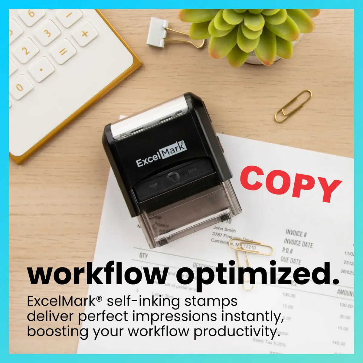 ExcelMark Copy Stamp Self-Inking Rubber Stamp 9/16 x 1-1/2 inches | Red Ink for Office Use, Ideal for Document Management - view 3