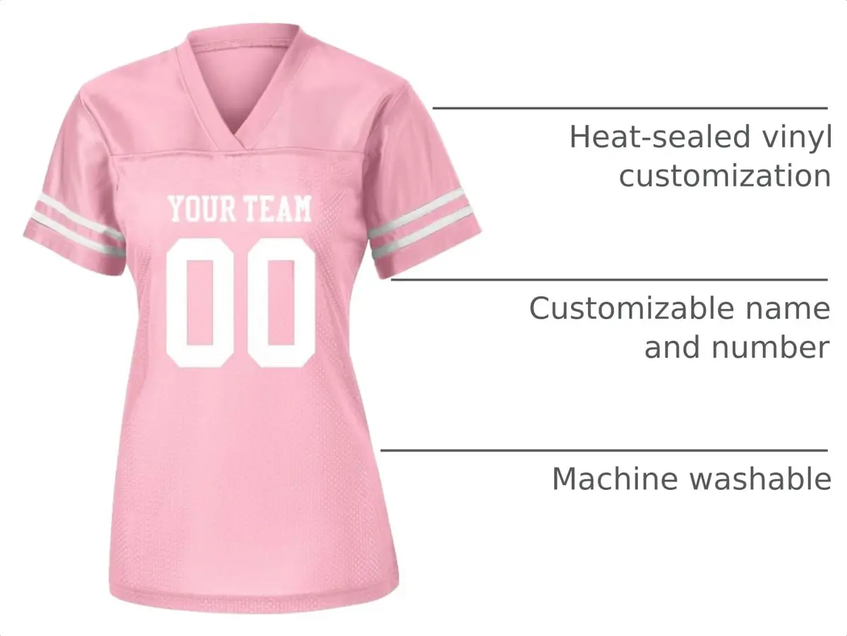 Rocksolid Womens Custom Football Replica Team Jersey Small Pink | Feminine Fit, Polyester, Customizable - view 4